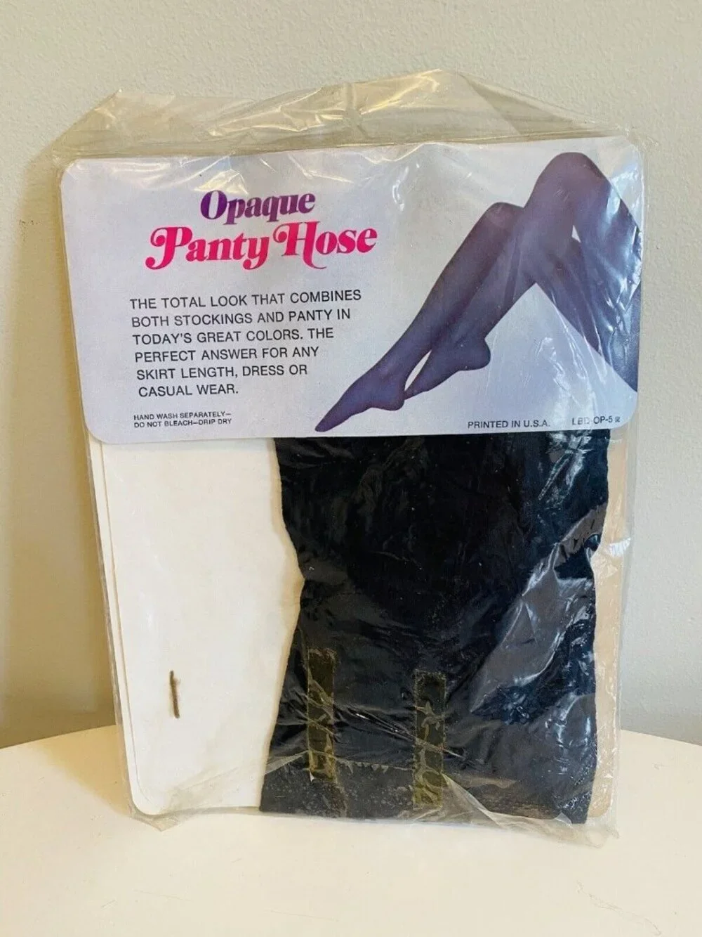 Vintage Opaque Pantyhose, NOS, Navy, Size Tall 5'7-5'9 135-160 lb. 100% Nylon